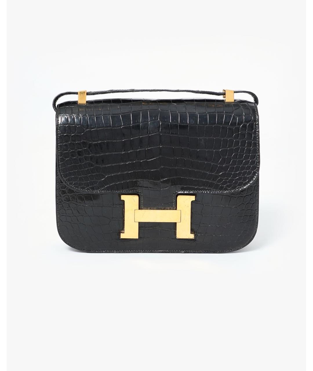 HERMES Черная сумка через плечо из экзотической кожи, фото 9