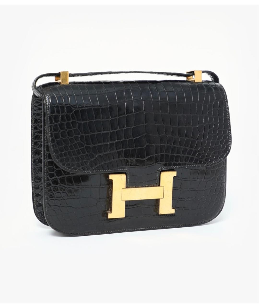 HERMES Черная сумка через плечо из экзотической кожи, фото 2