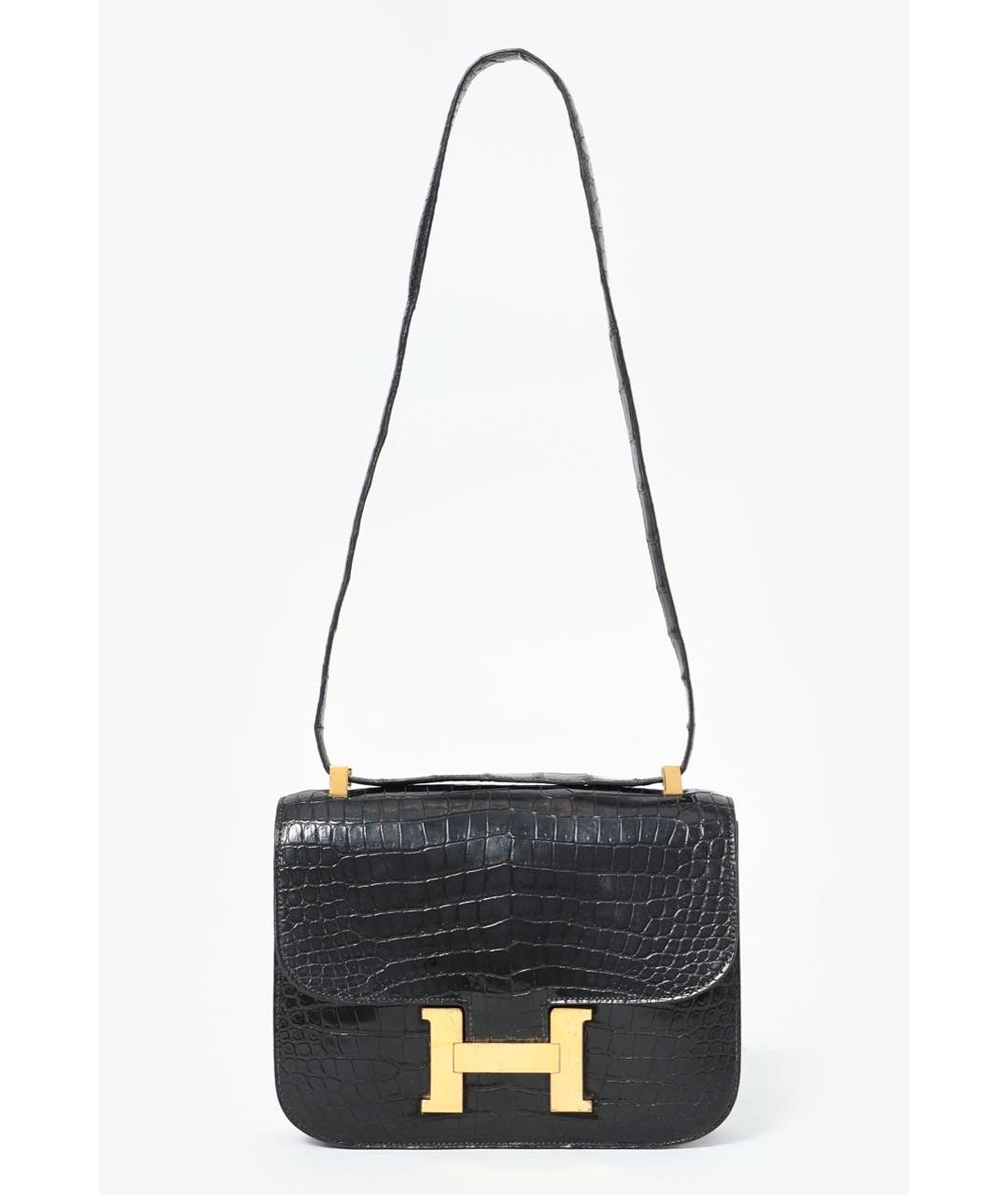 HERMES Черная сумка через плечо из экзотической кожи, фото 8