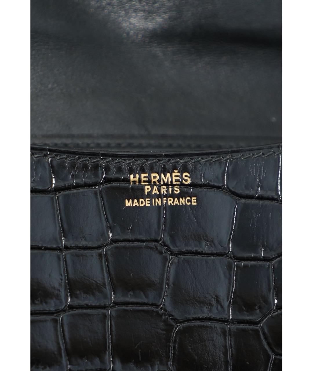 HERMES Черная сумка через плечо из экзотической кожи, фото 4