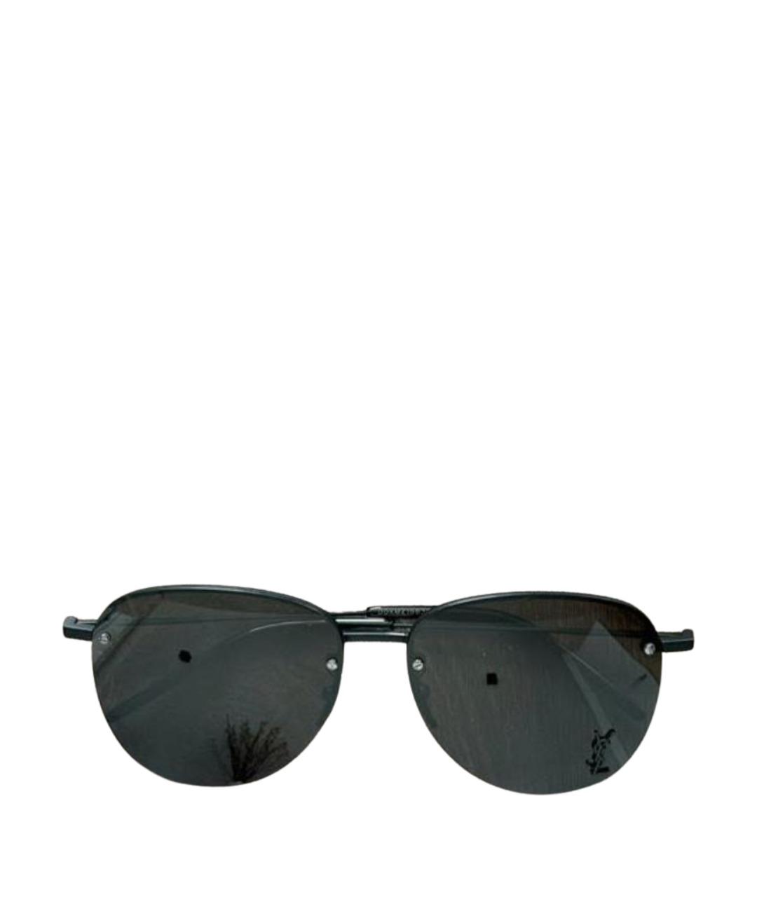 SAINT LAURENT Черные металлические солнцезащитные очки, фото 1