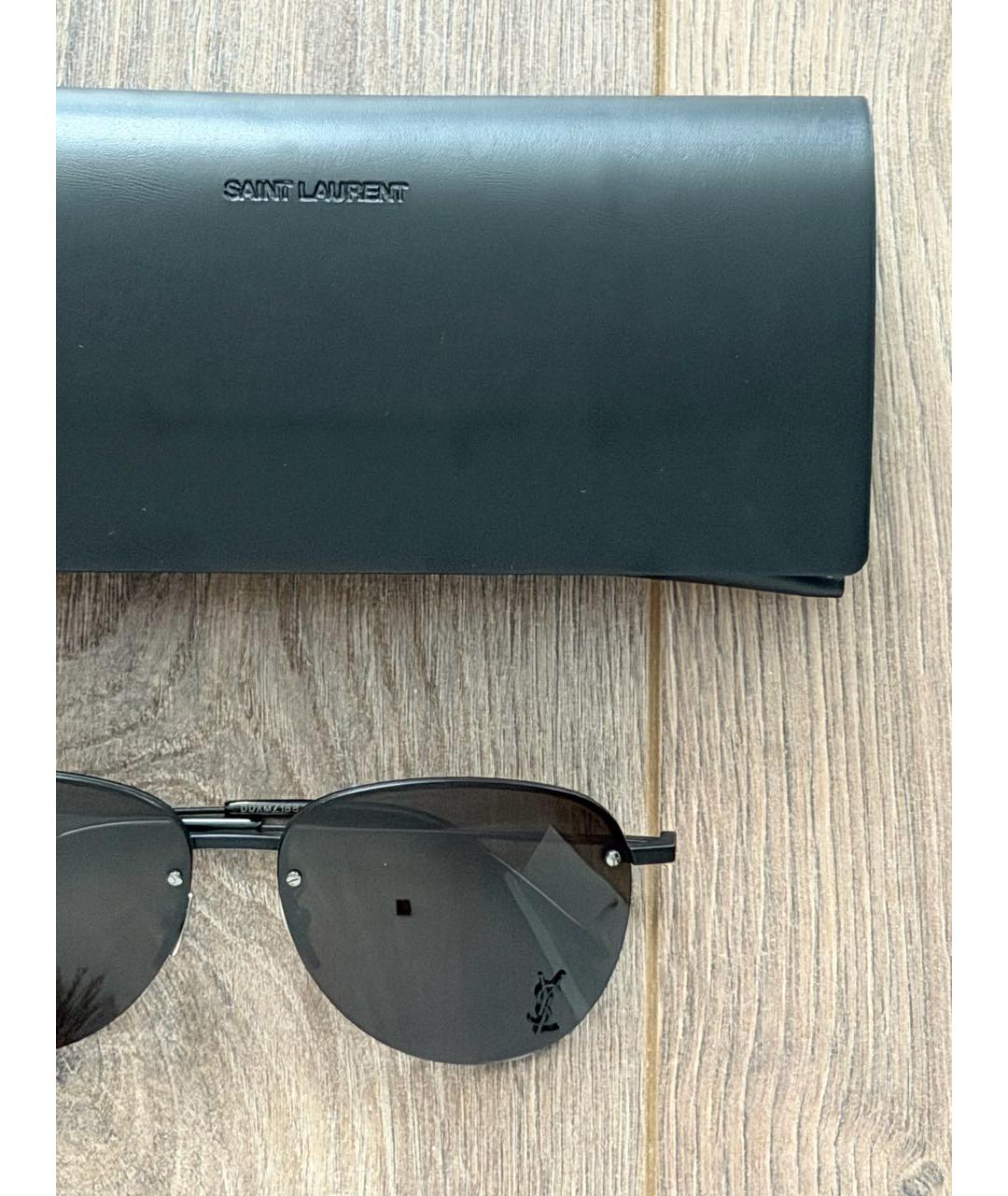 SAINT LAURENT Черные металлические солнцезащитные очки, фото 2