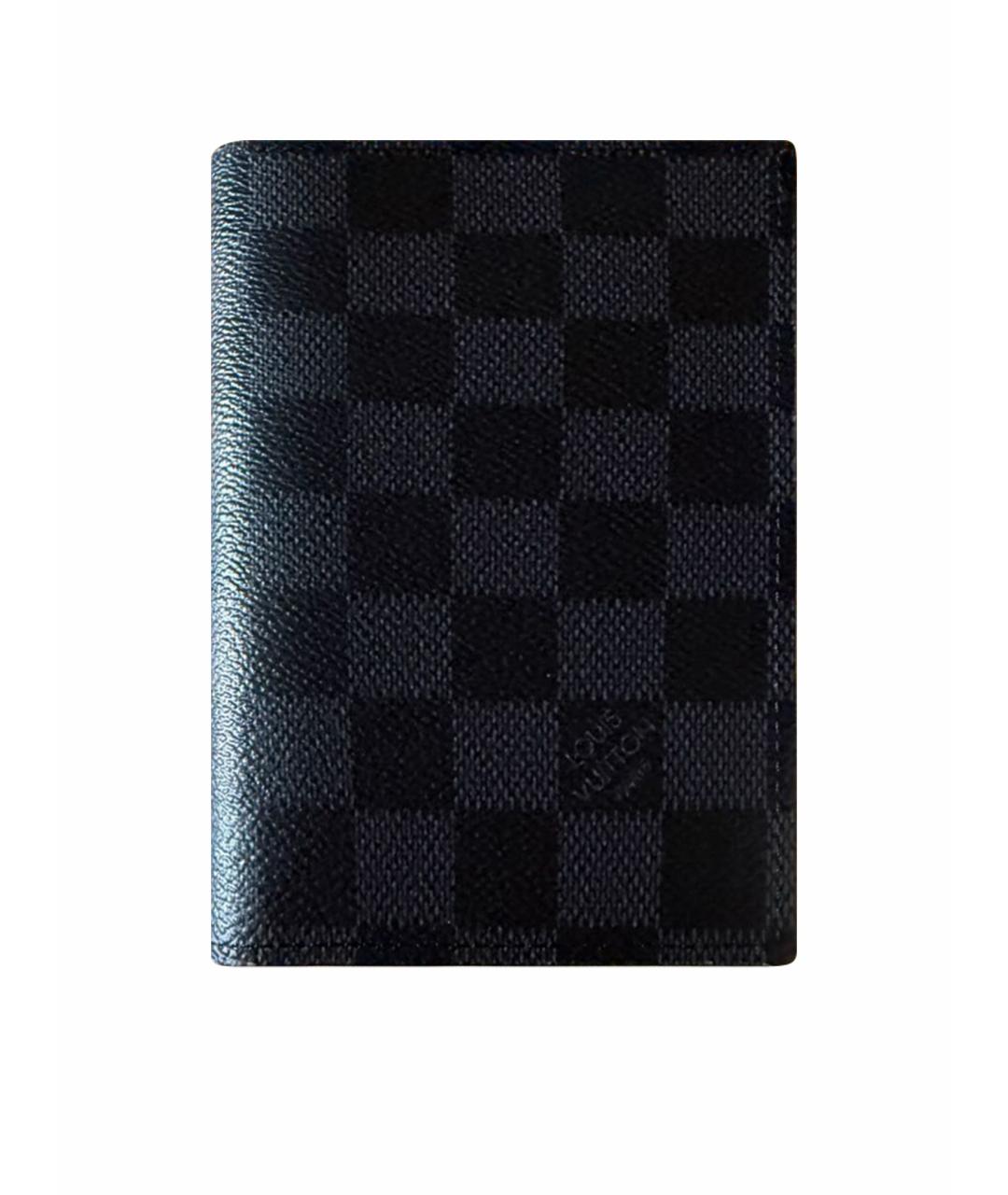 LOUIS VUITTON Черный кожаный кардхолдер, фото 1