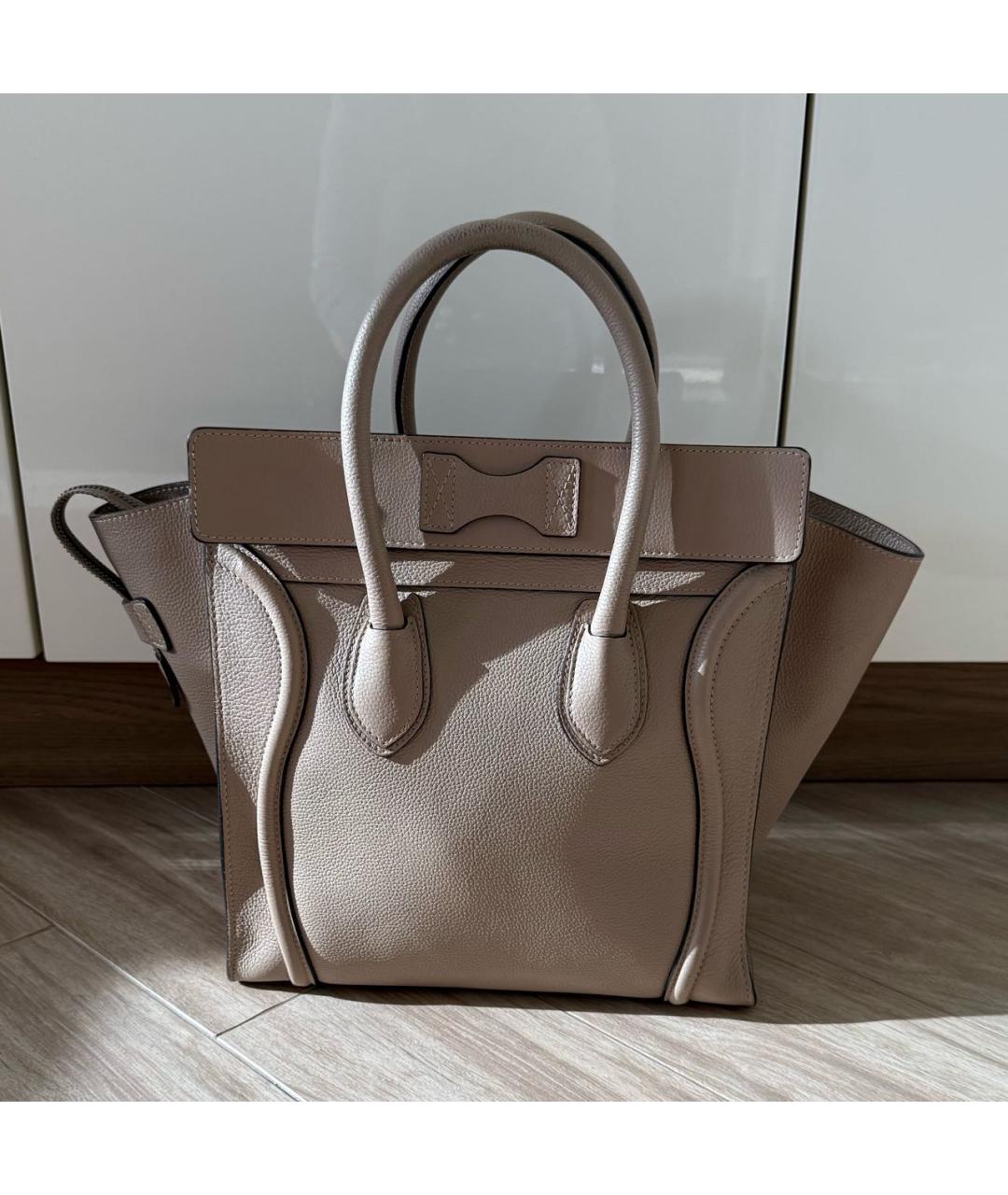 CELINE Бежевая кожаная сумка тоут, фото 2