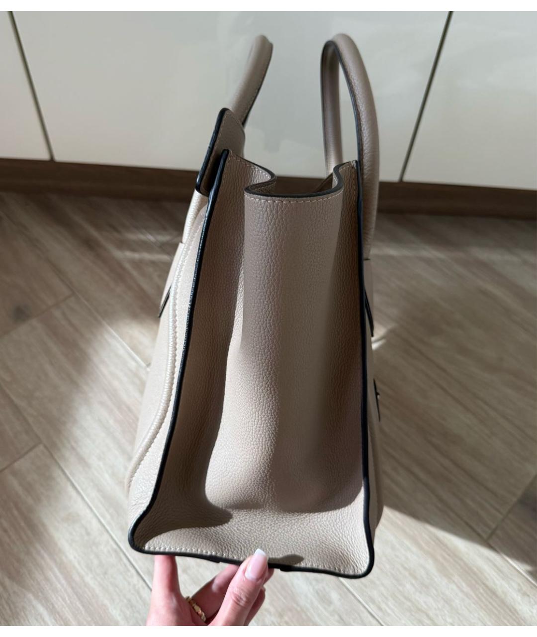 CELINE Бежевая кожаная сумка тоут, фото 3