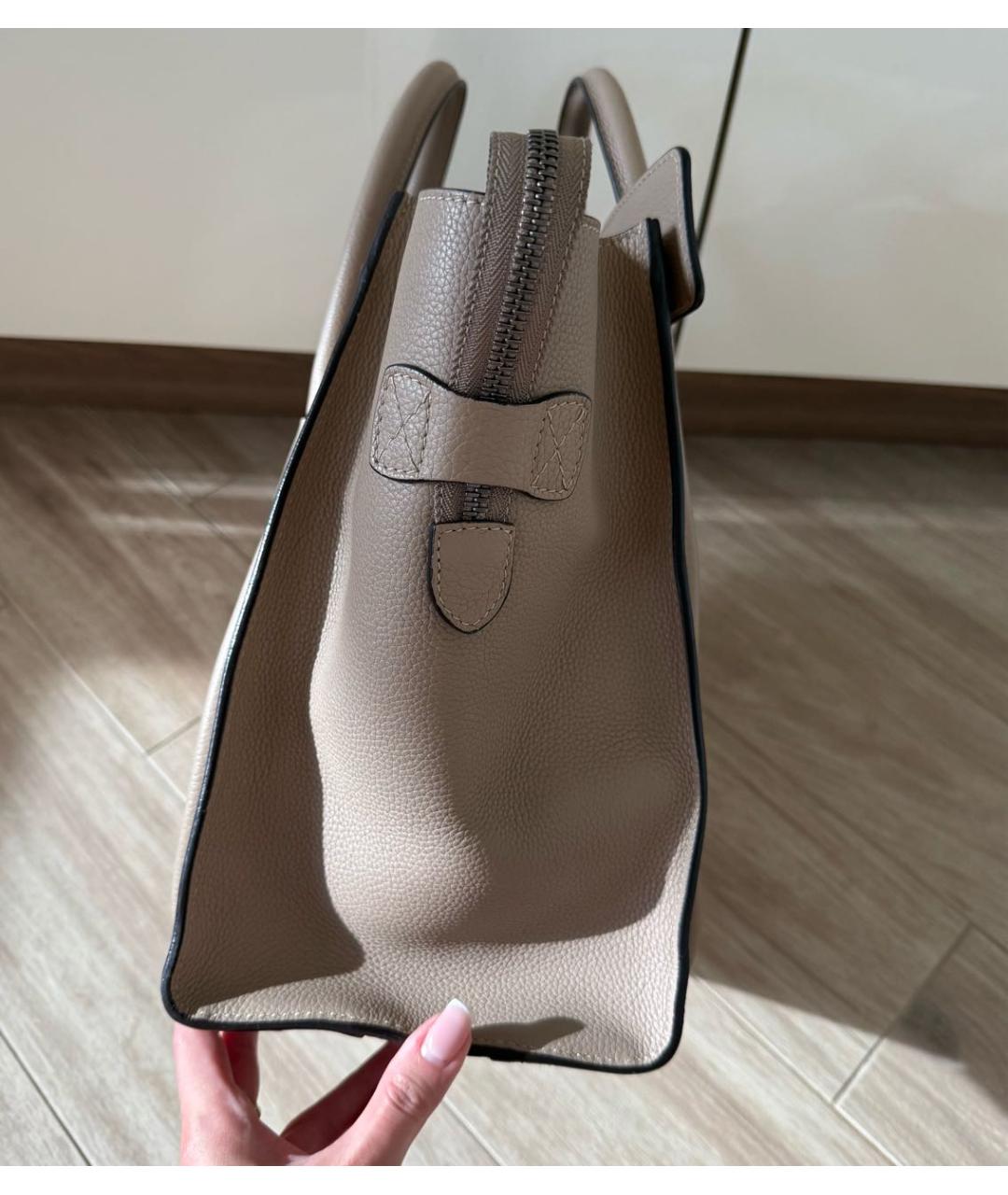 CELINE Бежевая кожаная сумка тоут, фото 4