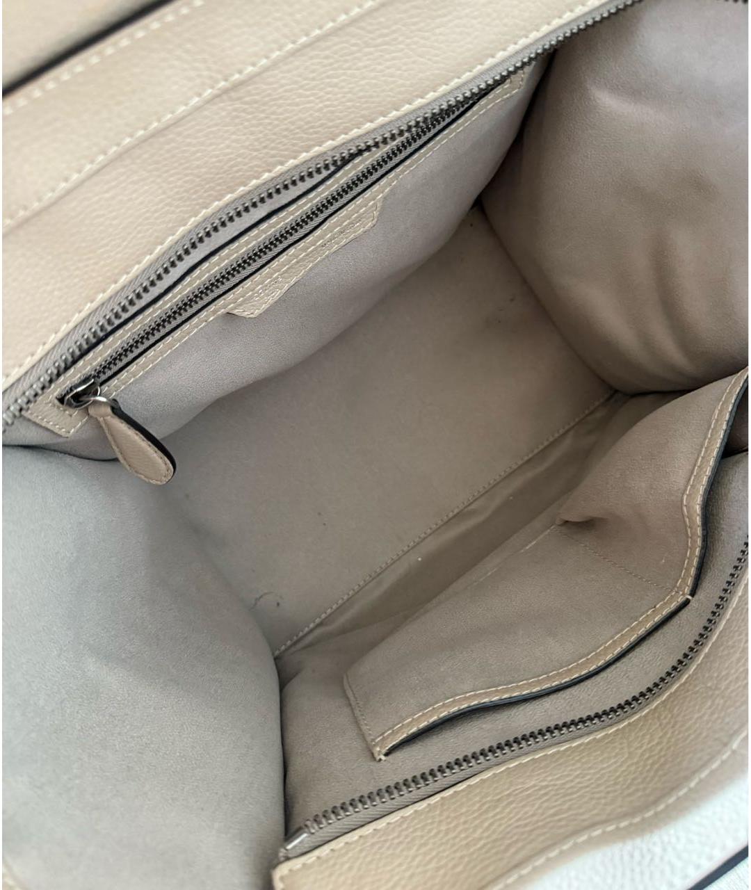 CELINE Бежевая кожаная сумка тоут, фото 7