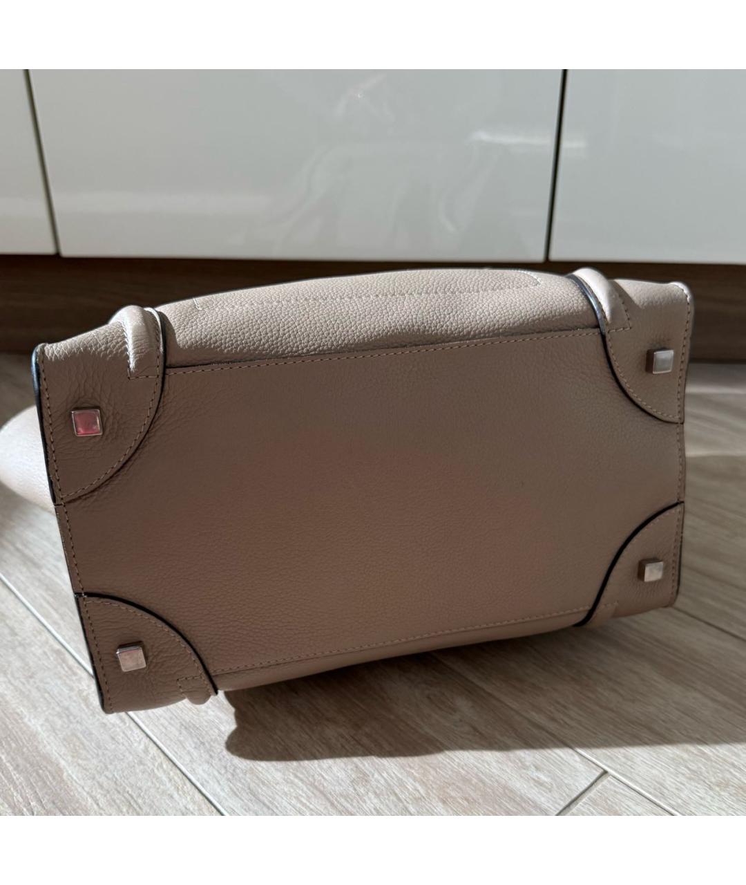 CELINE Бежевая кожаная сумка тоут, фото 5