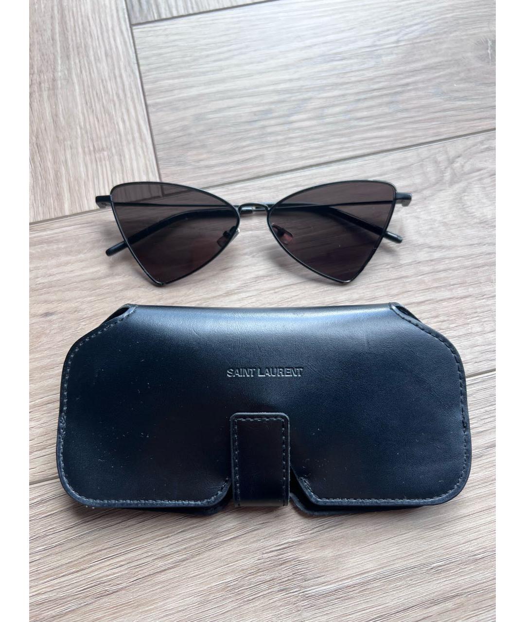 SAINT LAURENT Черные металлические солнцезащитные очки, фото 9