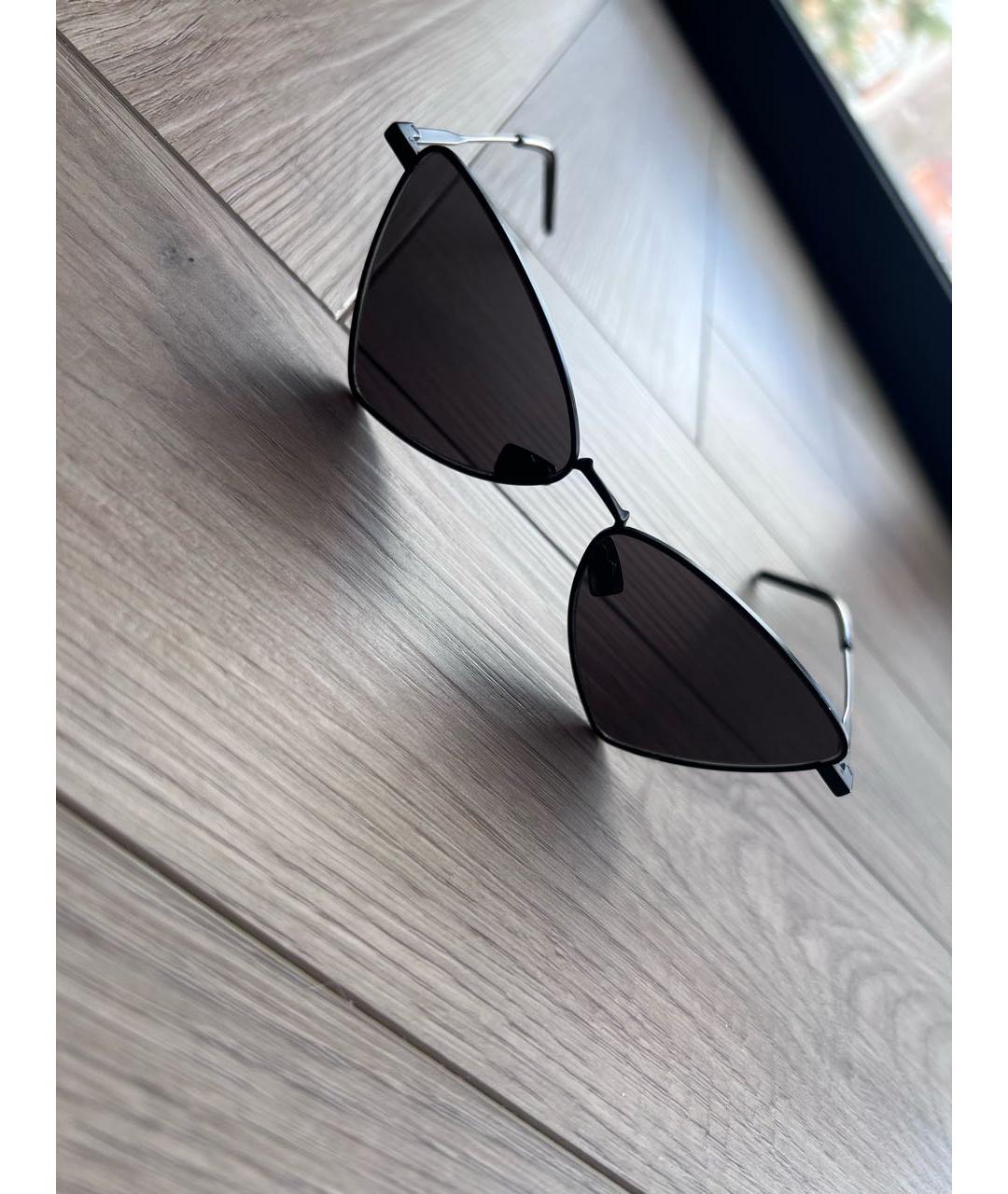 SAINT LAURENT Черные металлические солнцезащитные очки, фото 2