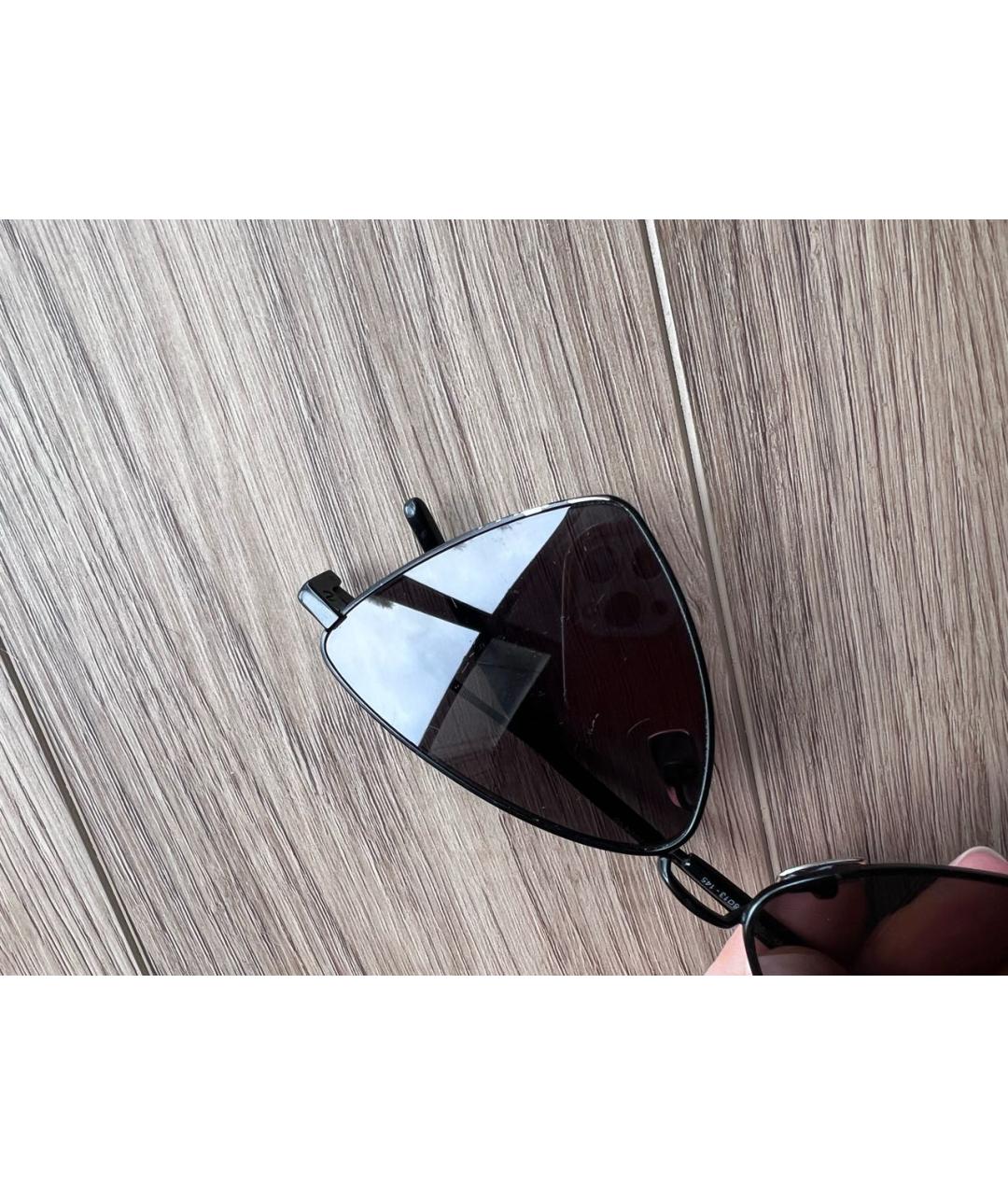 SAINT LAURENT Черные металлические солнцезащитные очки, фото 7