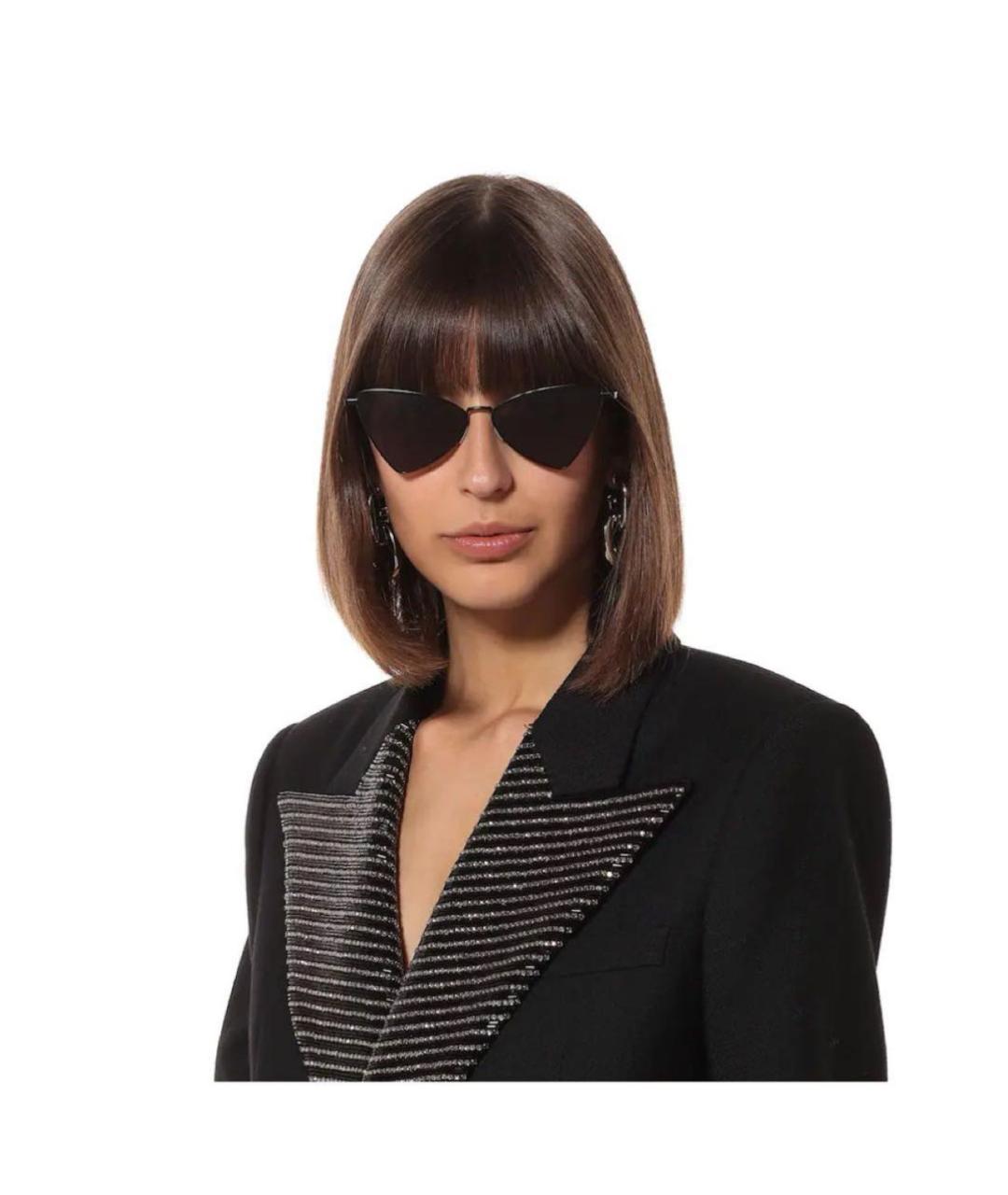 SAINT LAURENT Черные металлические солнцезащитные очки, фото 4