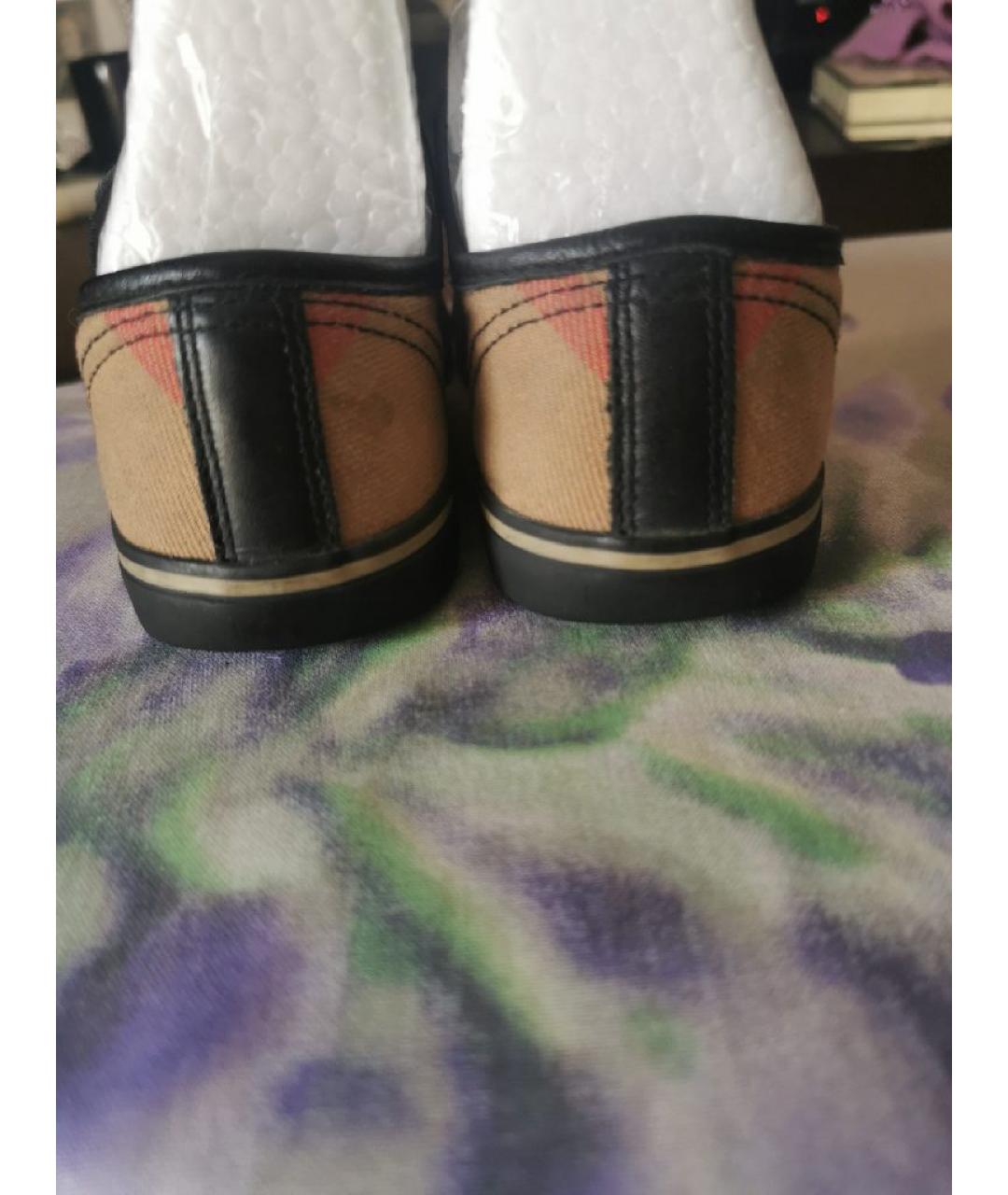 BURBERRY Черные кожаные кеды, фото 4