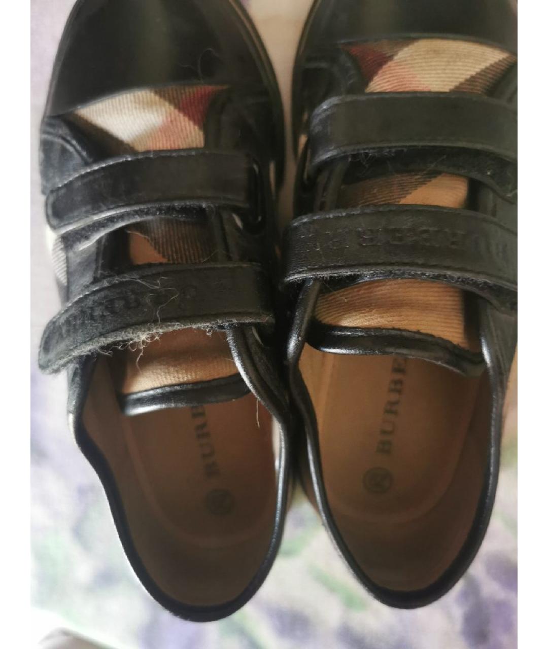 BURBERRY Черные кожаные кеды, фото 3