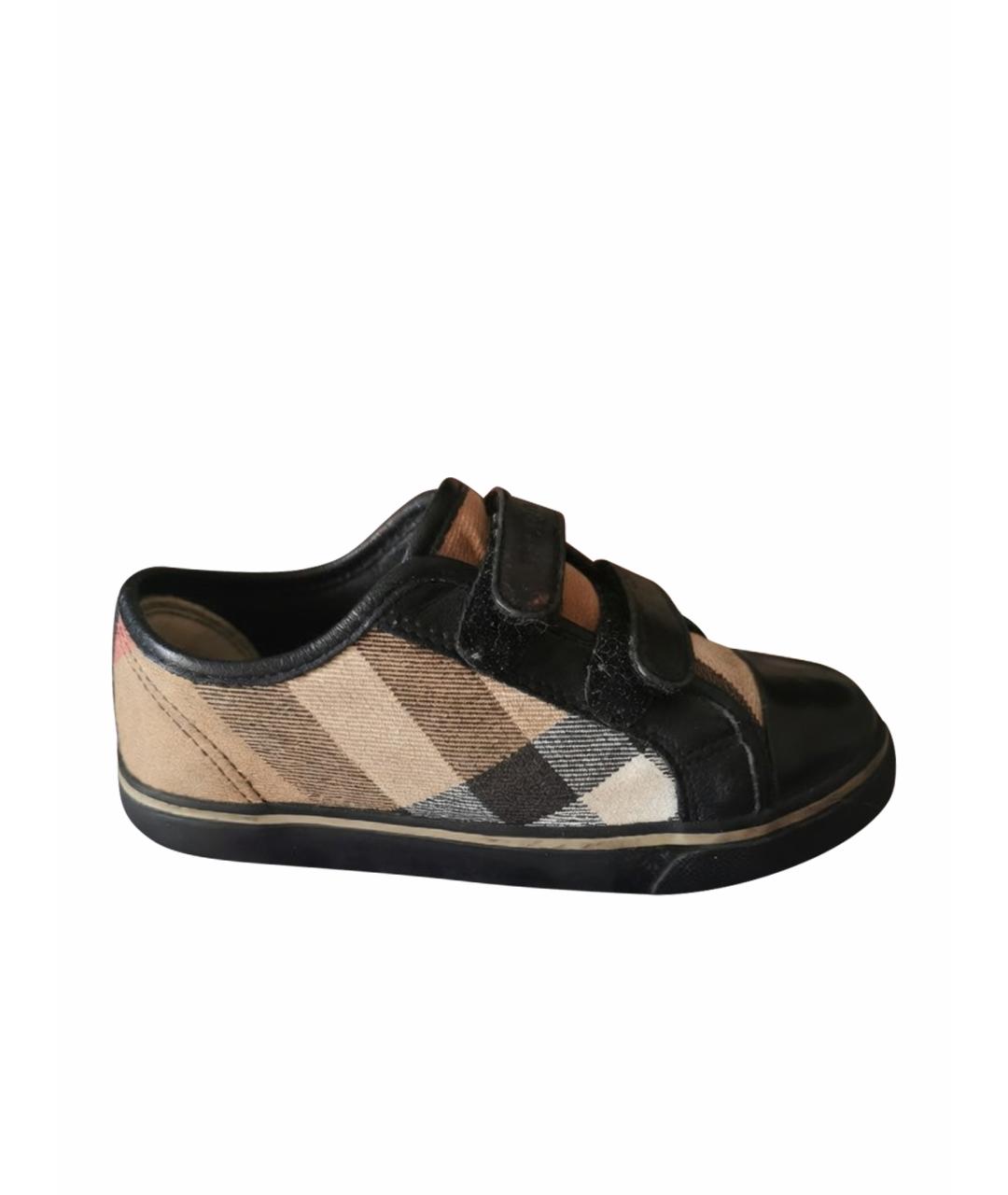 BURBERRY Черные кожаные кеды, фото 1