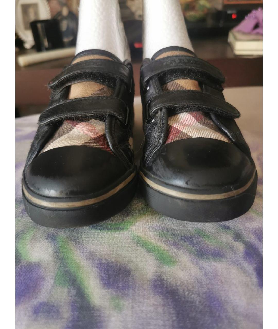 BURBERRY Черные кожаные кеды, фото 2