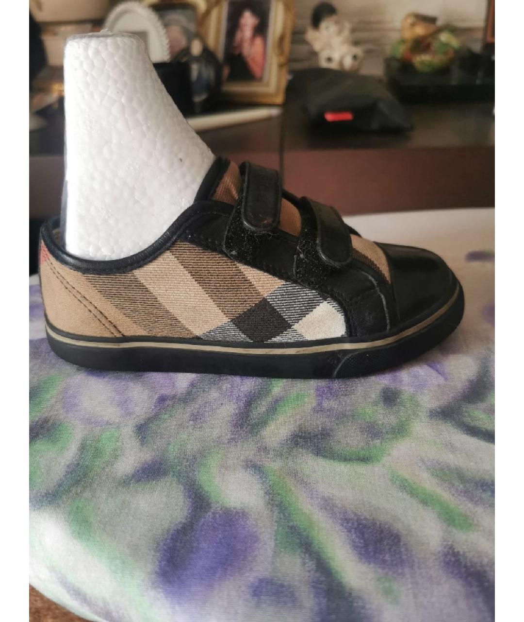 BURBERRY Черные кожаные кеды, фото 5