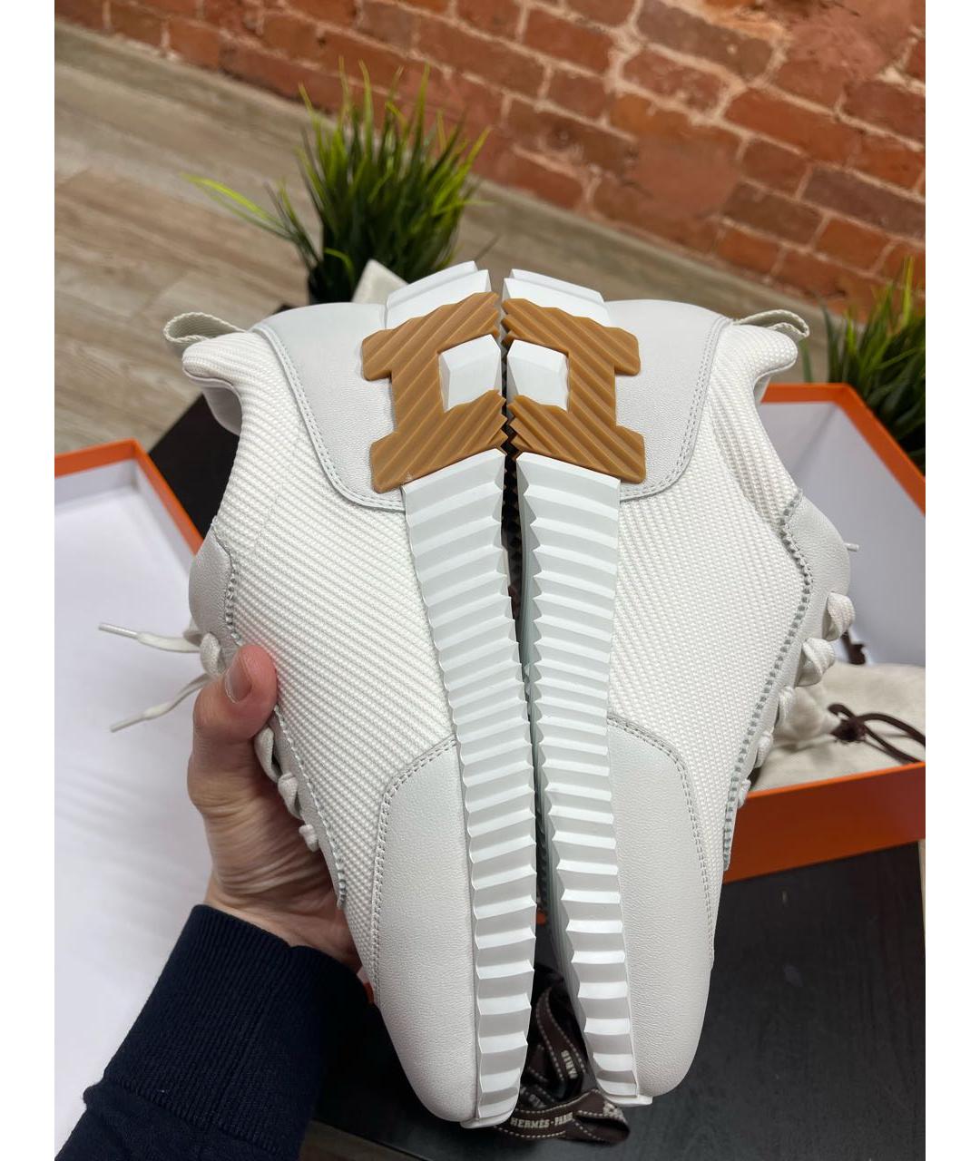 HERMES Белые текстильные кроссовки, фото 3