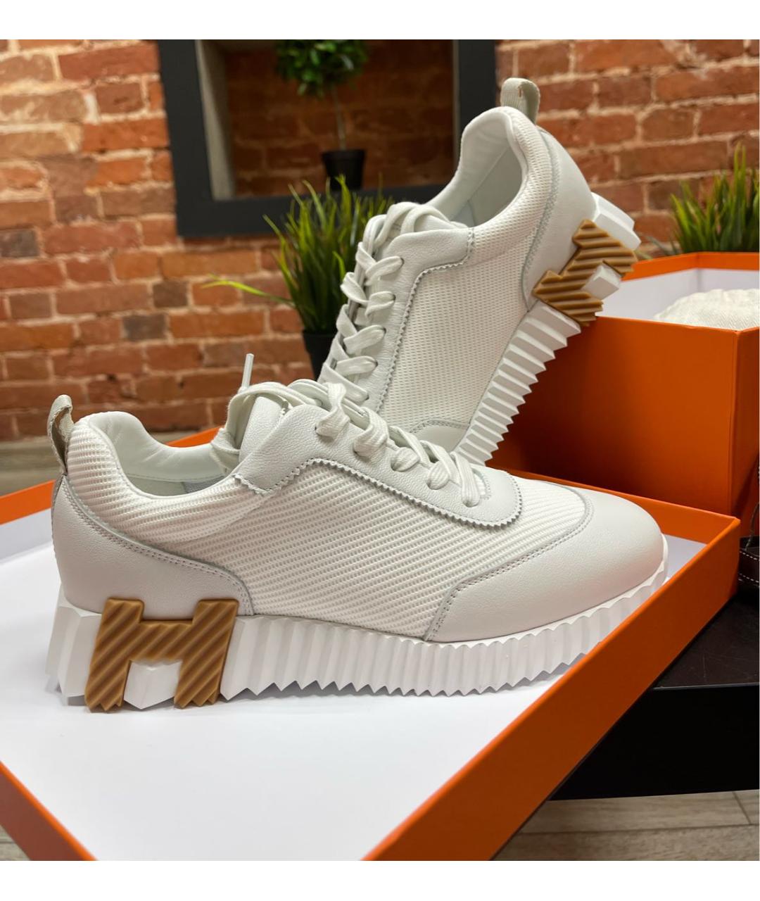 HERMES Белые текстильные кроссовки, фото 5