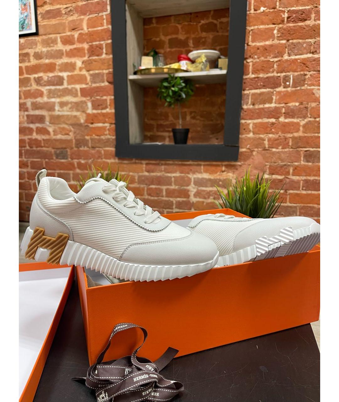 HERMES Белые текстильные кроссовки, фото 2