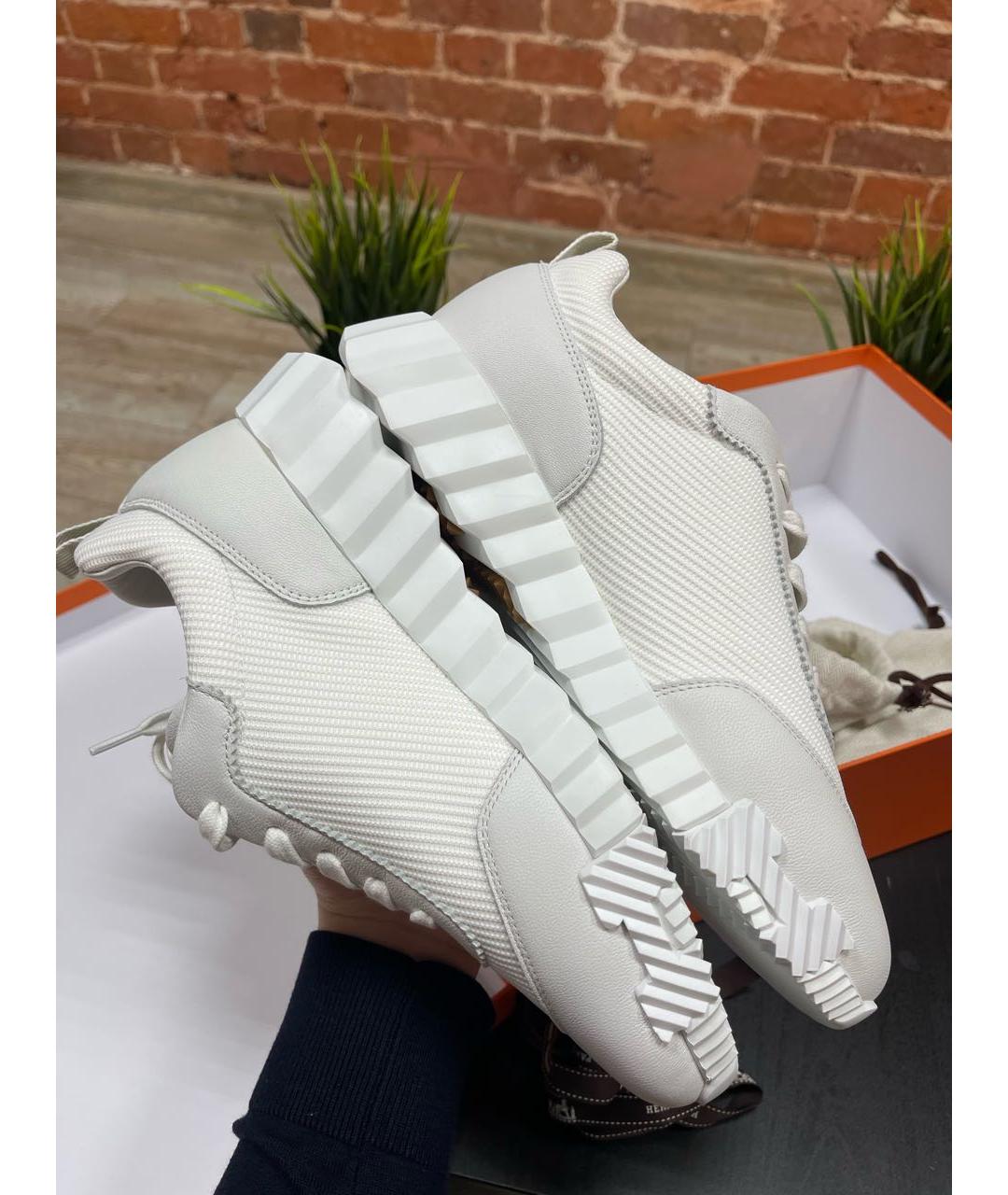 HERMES Белые текстильные кроссовки, фото 4