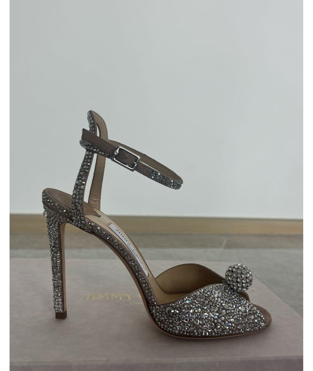 JIMMY CHOO Бежевые замшевые босоножки, фото 5