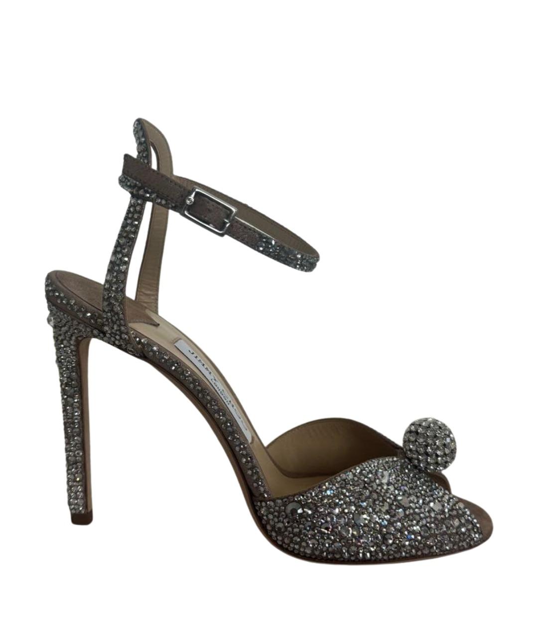 JIMMY CHOO Бежевые замшевые босоножки, фото 1