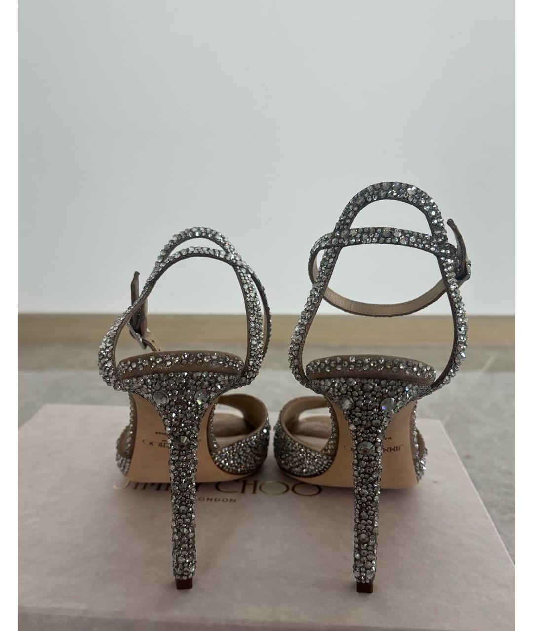 JIMMY CHOO Бежевые замшевые босоножки, фото 4