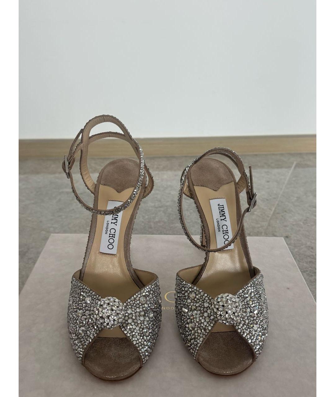 JIMMY CHOO Бежевые замшевые босоножки, фото 2