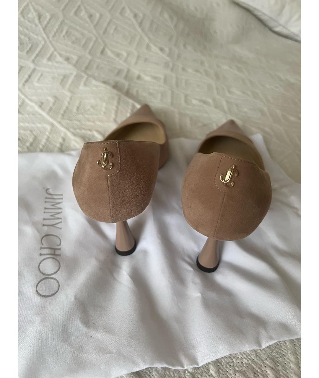 JIMMY CHOO Бежевые замшевые туфли, фото 5