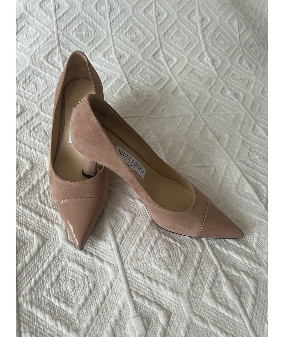 JIMMY CHOO Бежевые замшевые туфли, фото 6