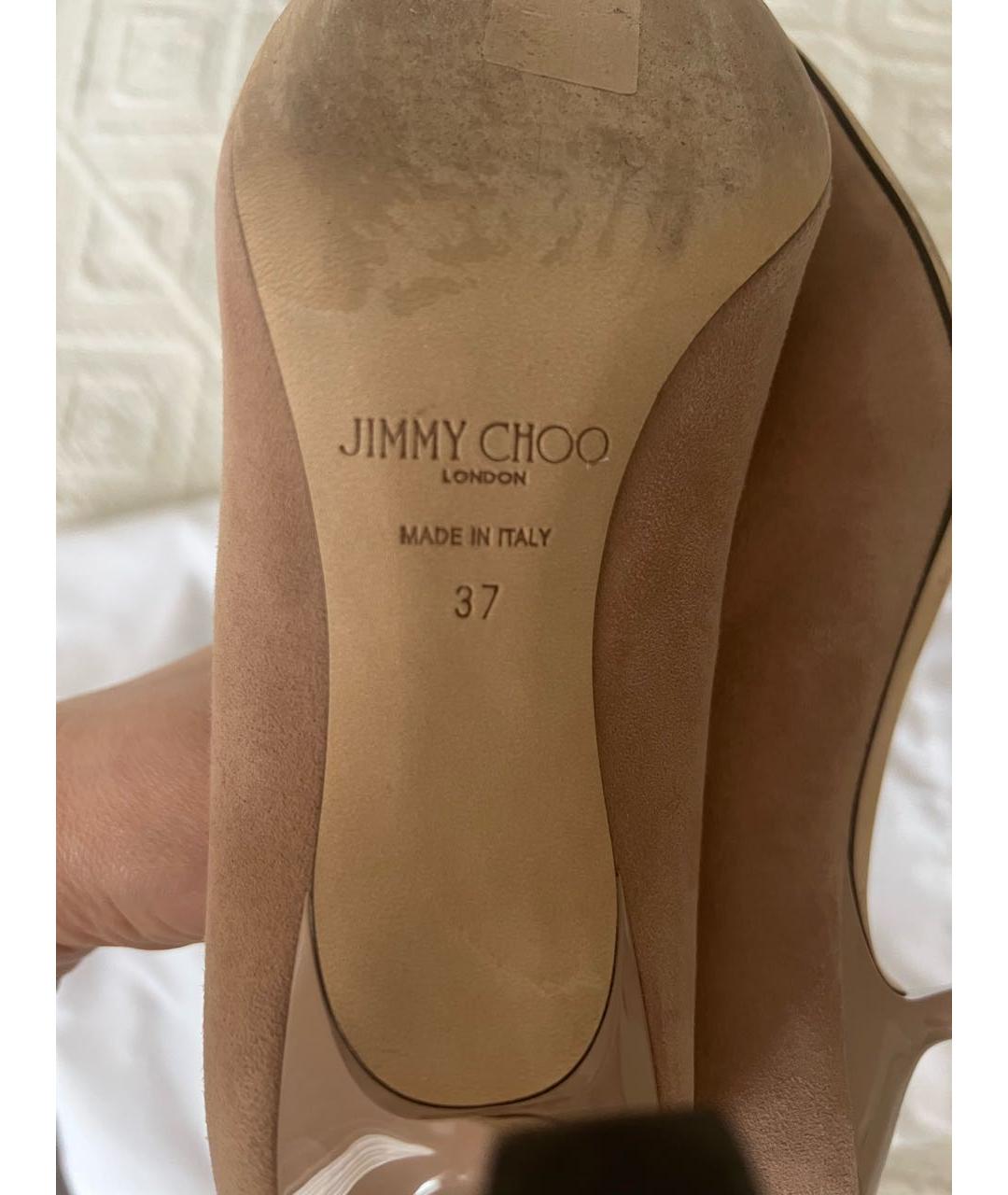 JIMMY CHOO Бежевые замшевые туфли, фото 7