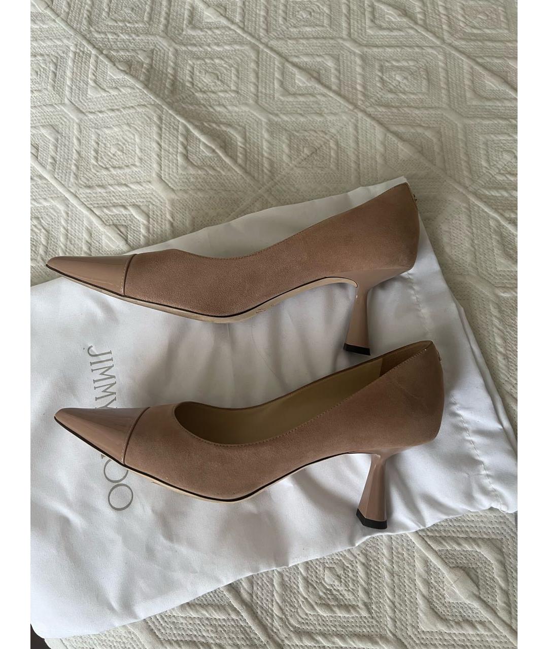 JIMMY CHOO Бежевые замшевые туфли, фото 4