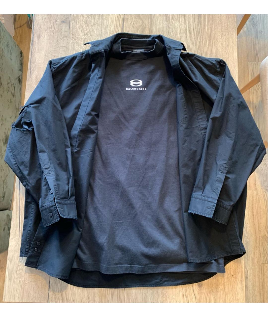 BALENCIAGA Черная хлопковая кэжуал рубашка, фото 2
