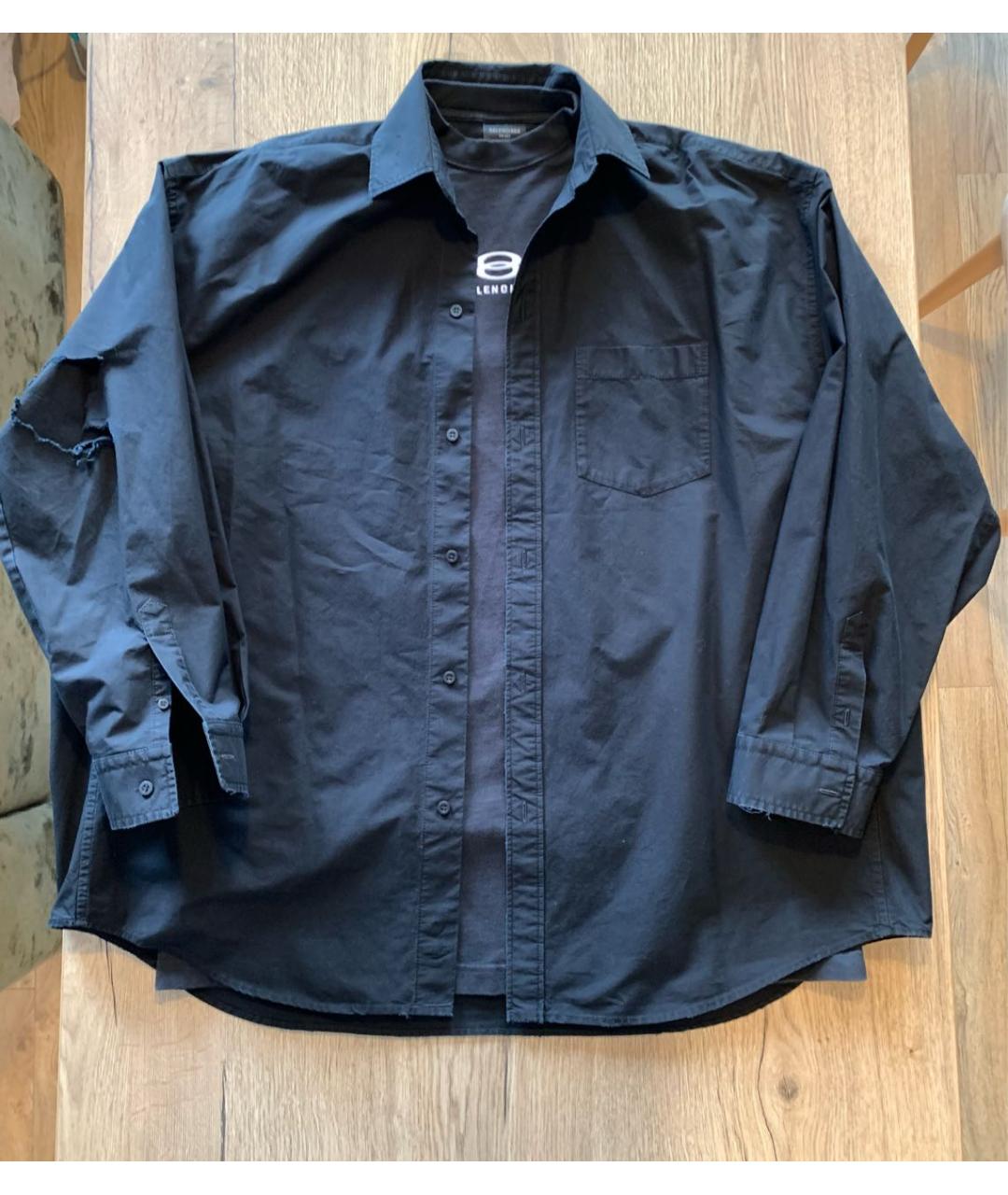 BALENCIAGA Черная хлопковая кэжуал рубашка, фото 9