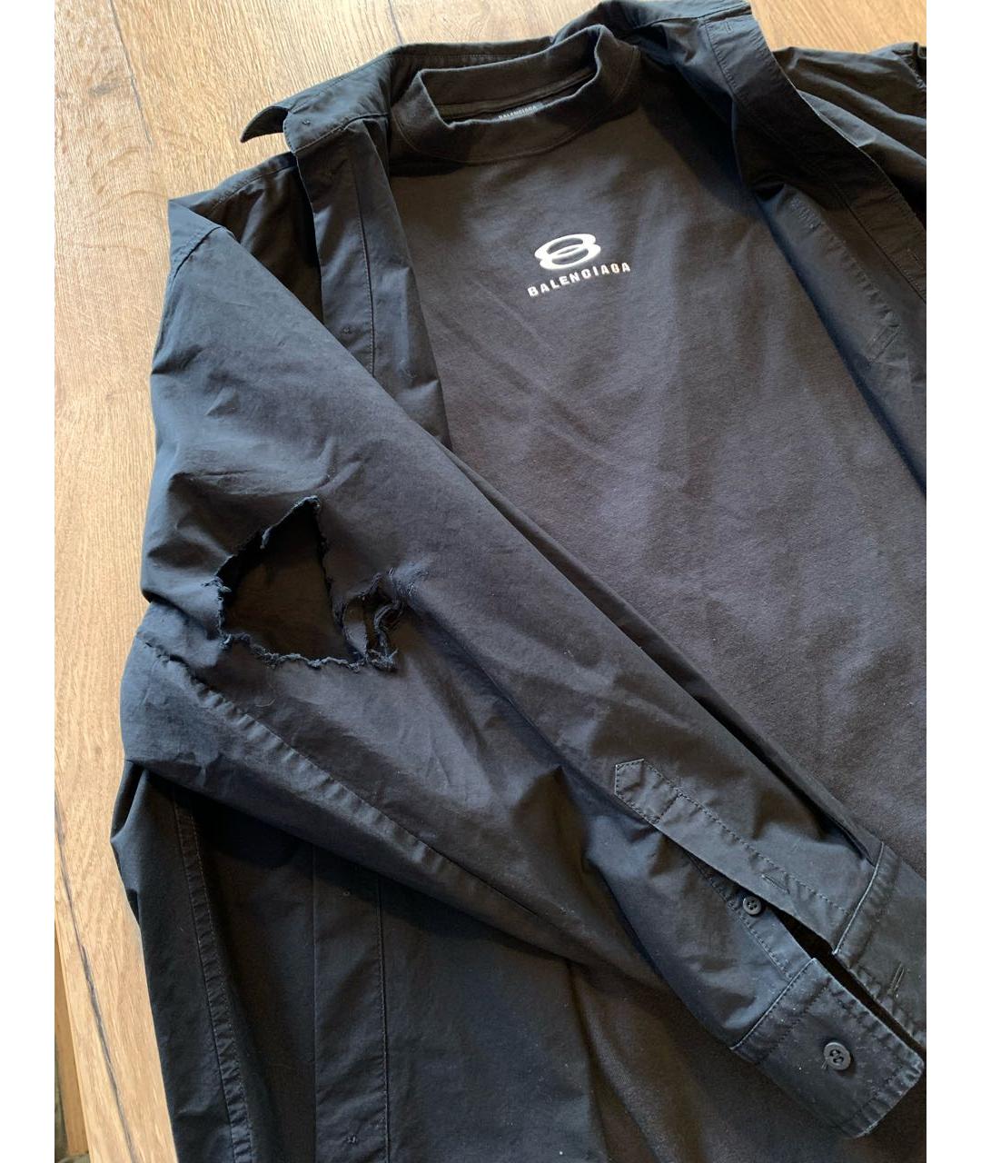 BALENCIAGA Черная хлопковая кэжуал рубашка, фото 8