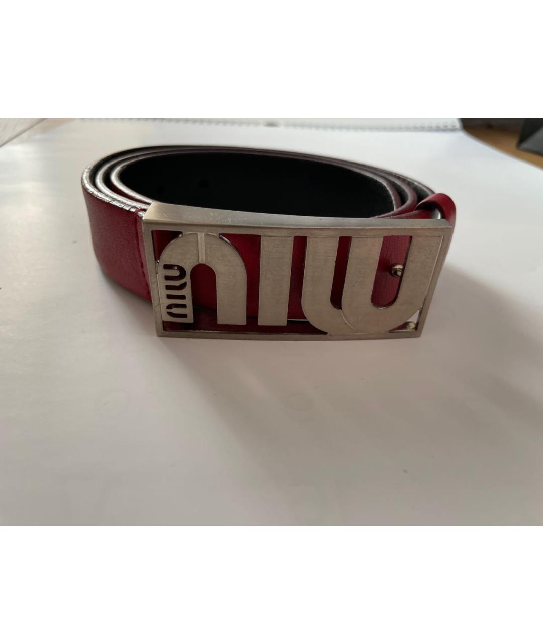 MIU MIU Красный кожаный ремень, фото 3