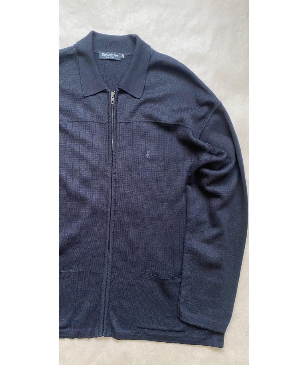 SAINT LAURENT Черный шерстяной кардиган, фото 2