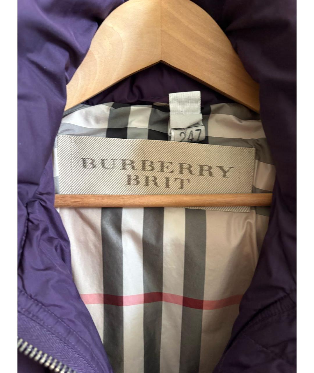 BURBERRY Фиолетовый полиэстеровый пуховик, фото 3
