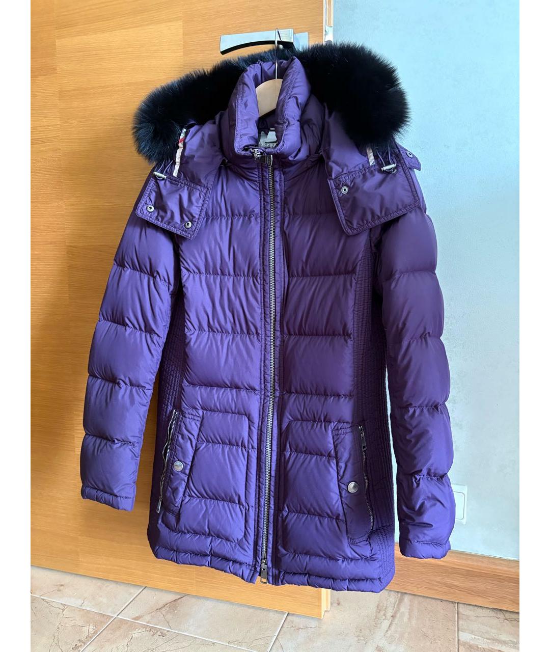 BURBERRY Фиолетовый полиэстеровый пуховик, фото 7