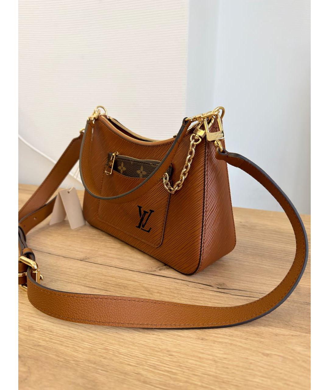 LOUIS VUITTON Коричневая кожаная сумка с короткими ручками, фото 2