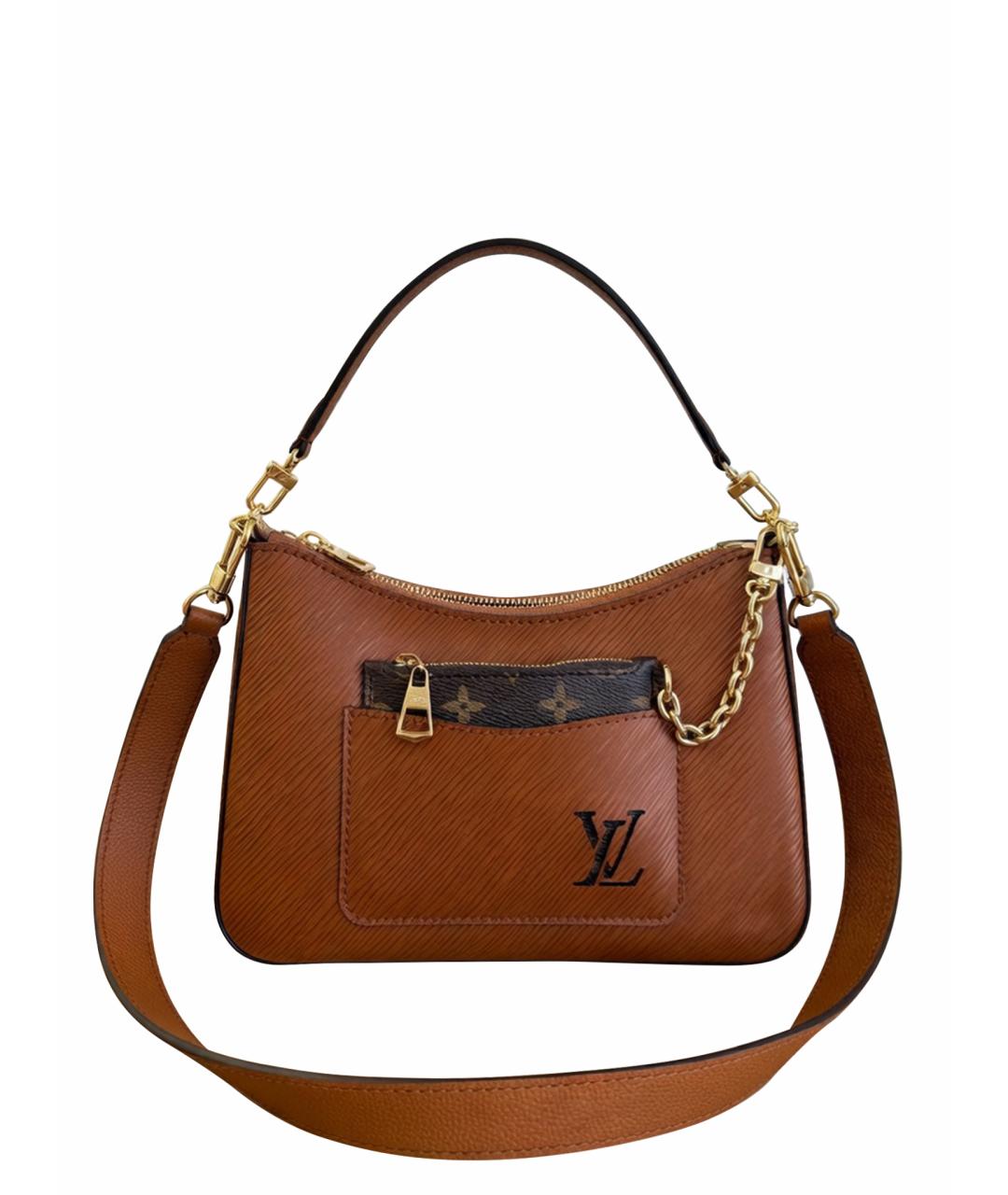 LOUIS VUITTON Коричневая кожаная сумка с короткими ручками, фото 1