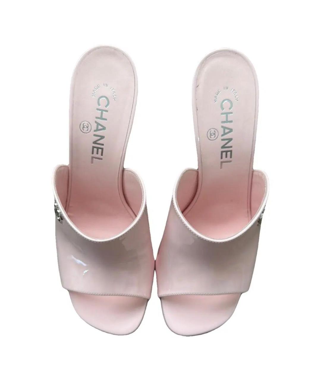 CHANEL Розовые мюли из лакированной кожи, фото 2