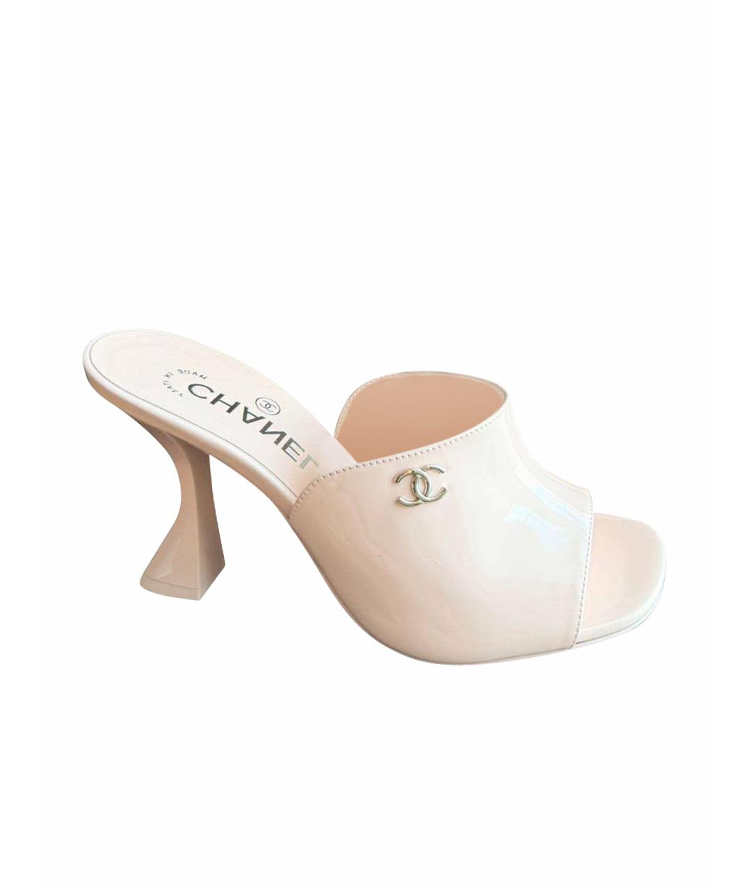 CHANEL Розовые мюли из лакированной кожи, фото 1