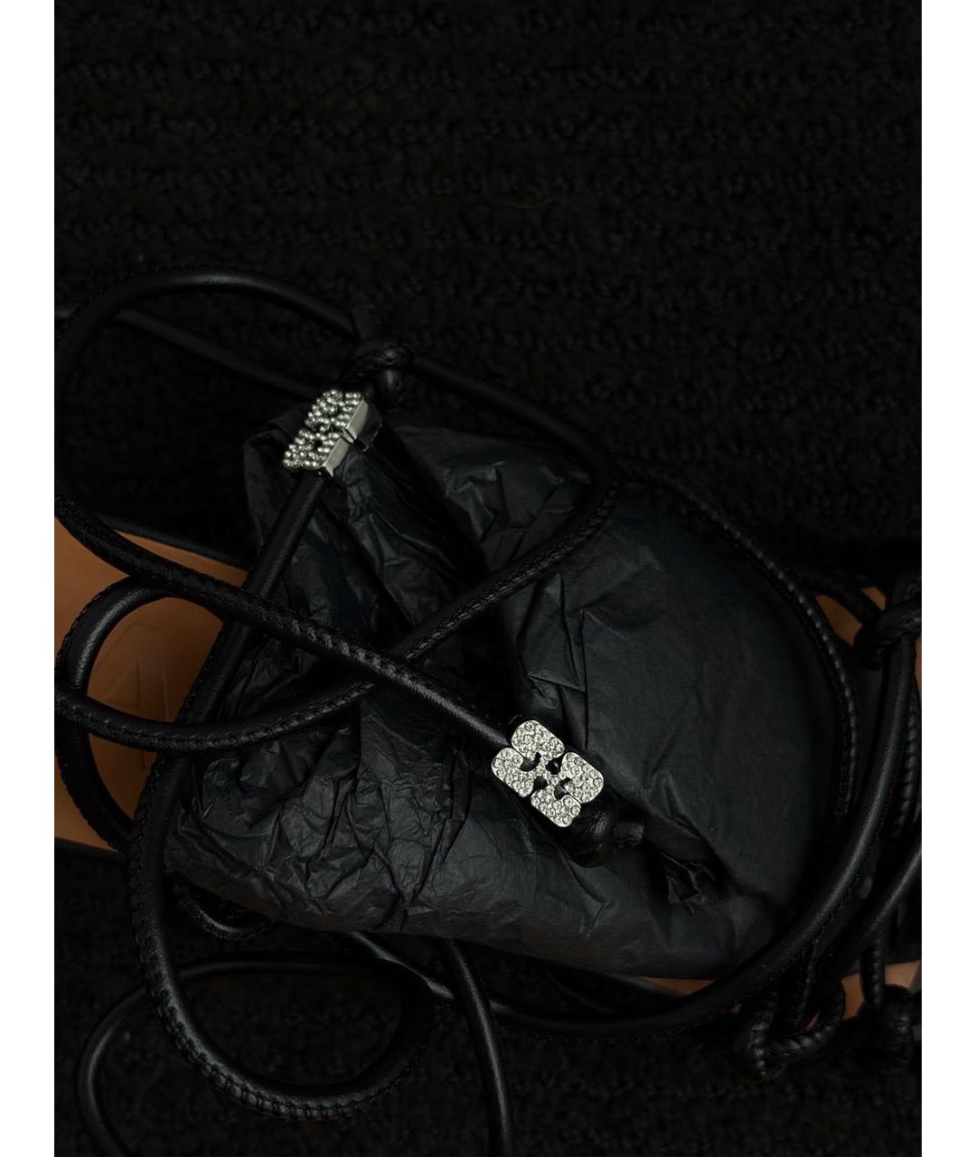 GANNI Черные кожаные босоножки, фото 5