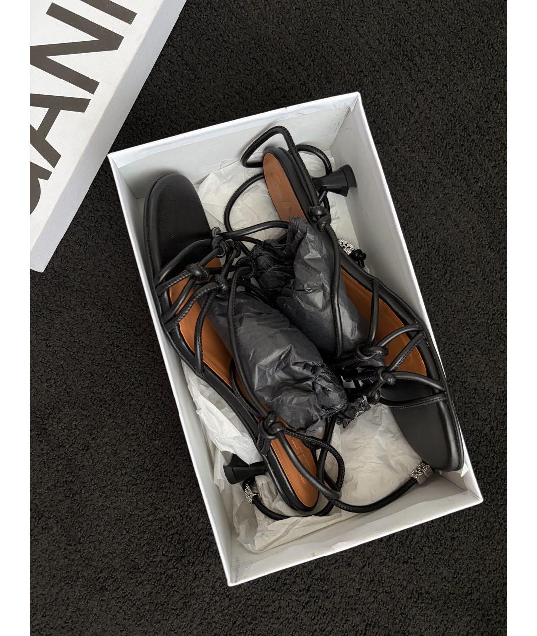 GANNI Черные кожаные босоножки, фото 4