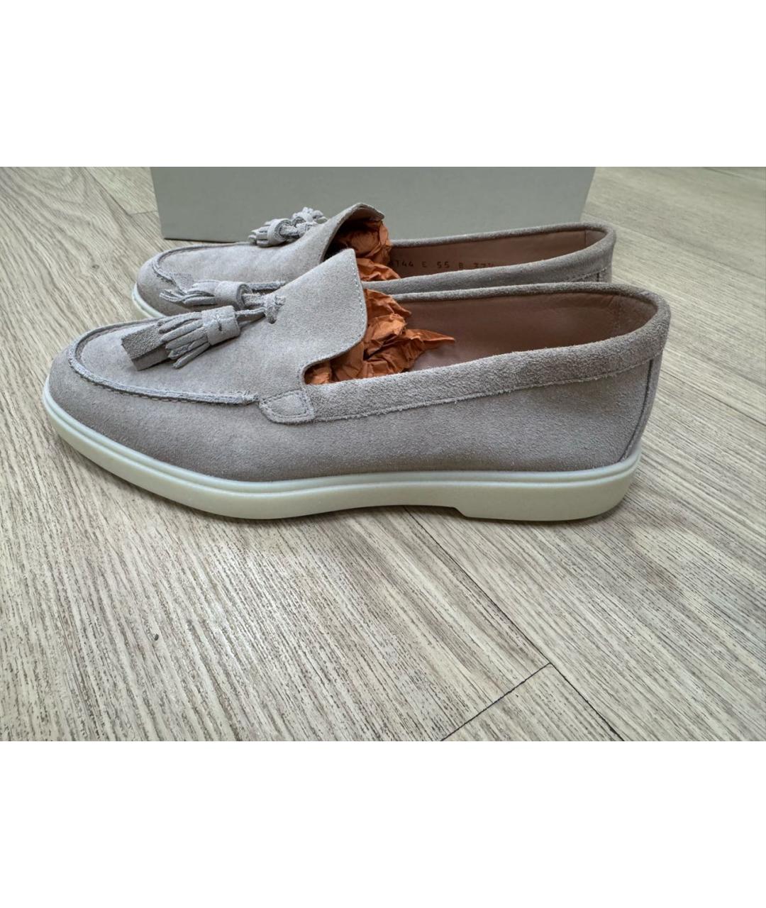 SANTONI Серые замшевые лоферы, фото 6