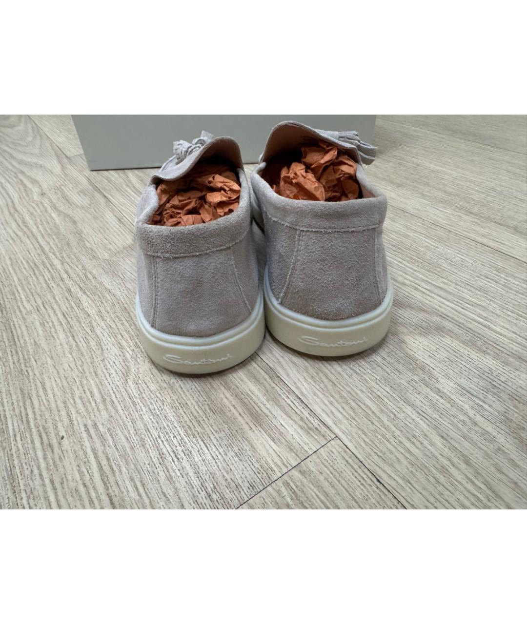 SANTONI Серые замшевые лоферы, фото 4