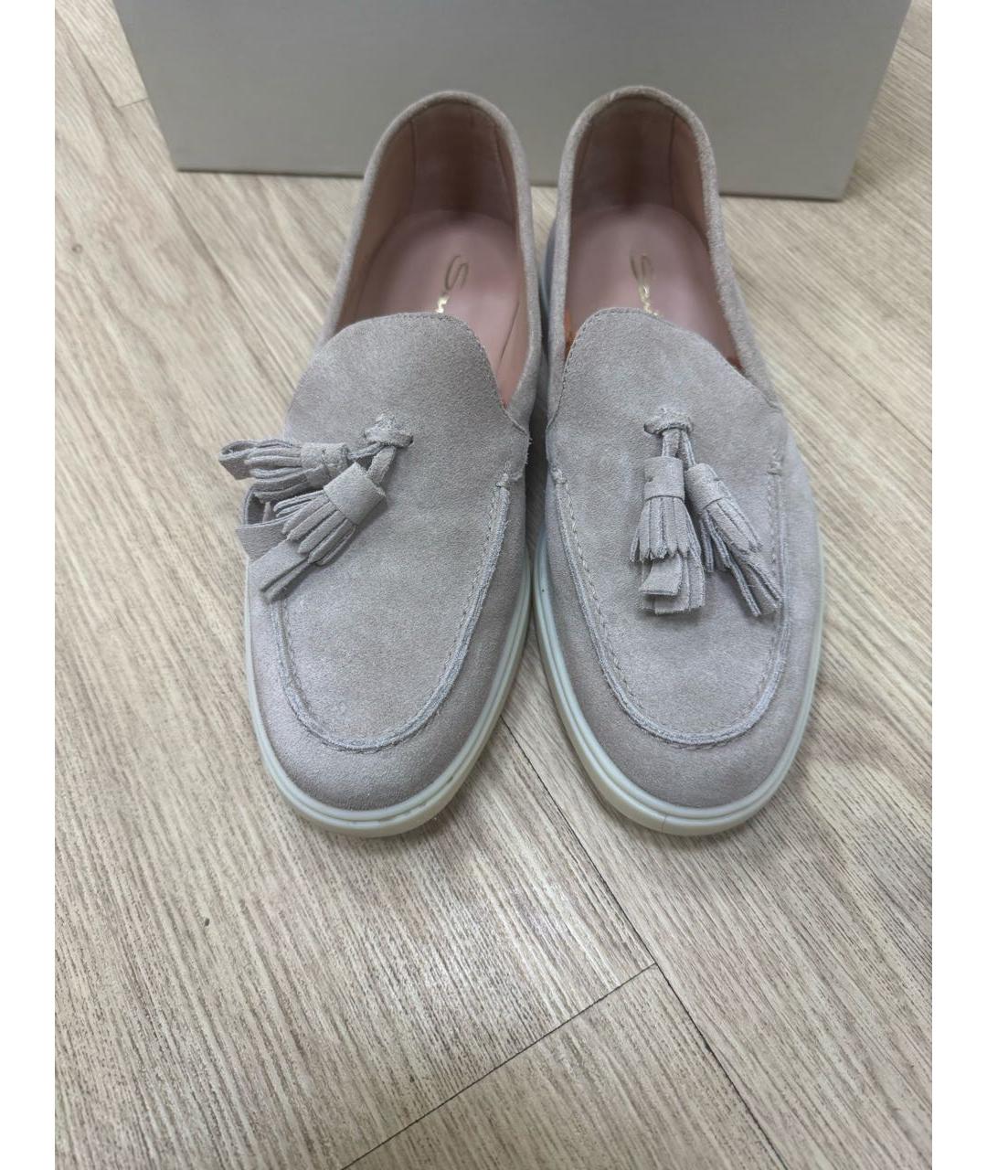 SANTONI Серые замшевые лоферы, фото 5