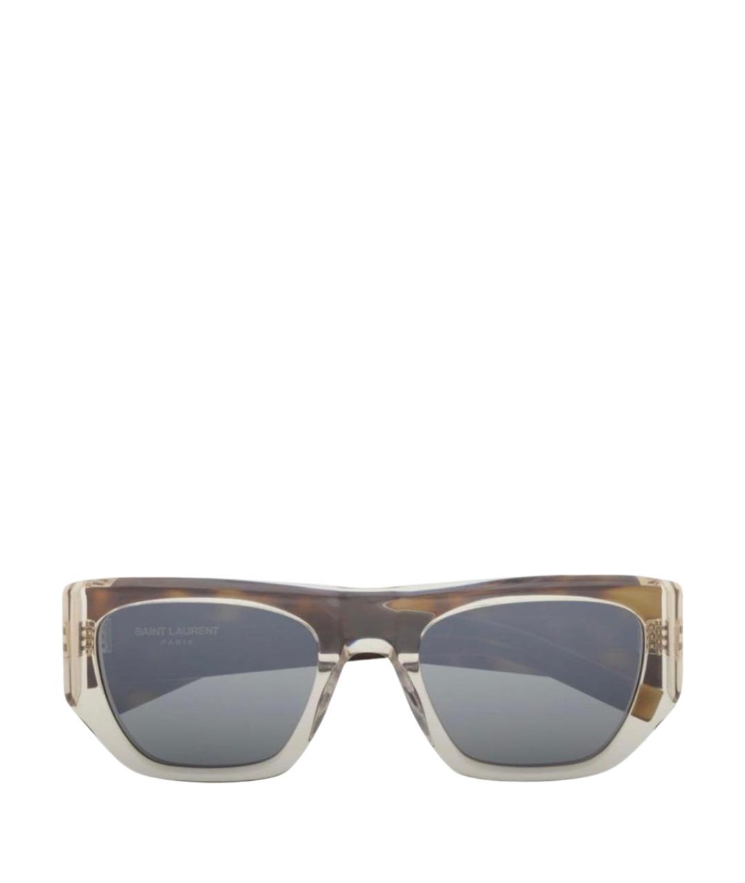 SAINT LAURENT Бежевые пластиковые солнцезащитные очки, фото 1